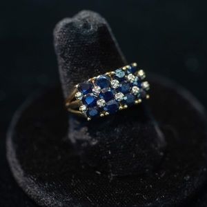 10K Yellow Gold Diamond and Sapphire Ring